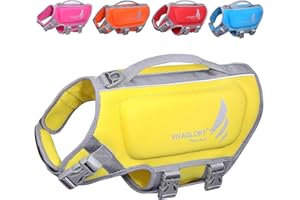 VIVAGLORY Lightweight Dog Life Jacket, Pet Life Preserver Life Vest Skin-Friendly Neoprene for Puppy Small Dogs with D-ring and Quick Release Buckle, Yellow
