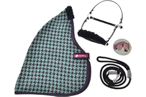 LarDen Hobby Horse Zubehör Set Harmony - Stalldecke, Halfter mit Fell, Führstrick | HANDGEFERTIGT | Große S | Steckenpferd - Grün, Stockpferd Set, Hobby Horsing Pferd, Spielzeug Kinder, Hobbyhorse