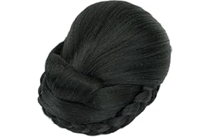 IMISSU Moño Bailarina Trenzado Postizos de rosquilla para cubrir el cabello Moño para el cabello Scrunchie Peluca Updo para mujer (M2 Negro)