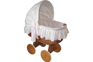 Babymajawelt® Stubenwagen Bezug TRAUMHAFT - XXL -Bollerwagen Ersatzbezug weiss (weiss-rosa)