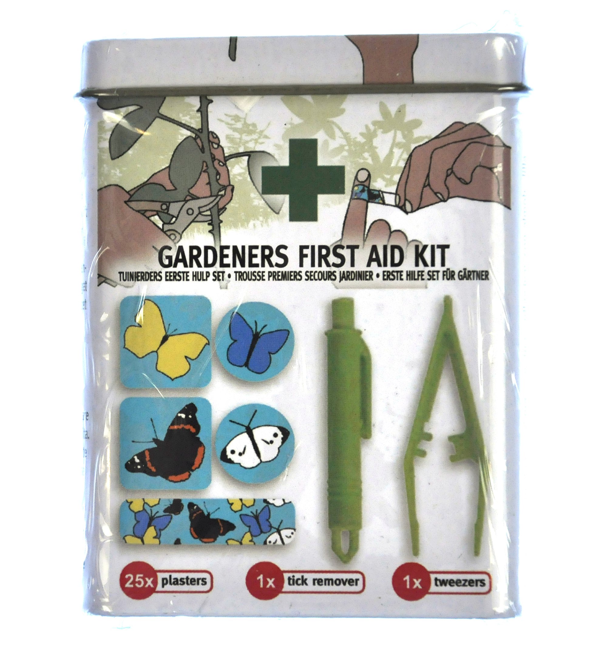 Esschert Design Gardeners First Aid Kit with Tick Remover, tweezers and 25 Plasters/Band Aids