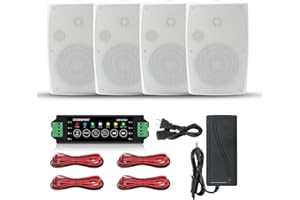 STUDIOFINIX Altoparlante Bluetooth da 6,5 pollici, 800 W, per esterni, montaggio a parete impermeabile ，adatto per interno/esterno, casa, patio, giardino, cortile (4 altoparlanti) (bianco)