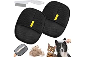 ZTBFHLZQ 2Pcs Gant de toilettage double face pour animaux de compagnie, Gants d'É pilation Électrostatiques pour chien et chat, réutilisables, avec Peigne anti-puces, pour le démêlage et le toilettage (C)