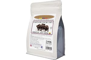 Cacao origen Ecuador - Chocolate Negro Puro 100% - Bolsa 500g - (Pasta, Masa, Licor De Cacao 100%) - Cacao Venezuela Delta