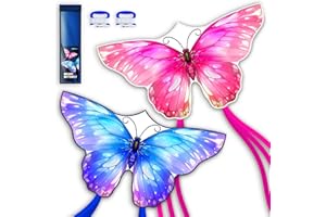SGftre 2 Piece Set Butterfly Kites for Kids and Adults，Easy to Fly Outdoor Toy for Boys and Girls, for Children, Ideal for Beach and Outdoor Activities (Pink +Blue Dreamy Butterfly, 2)