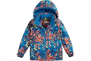SMONTY Garçon Veste de Ski Manteau Hiver Imperméable pour Enfant Doudoune 6-16 ans con Capuche pour ski, alpinisme, sports de plein air en hiver