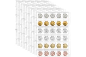 NIBOKEN Pagine di Raccolta di Monete, Tasche Porta Monete 10 Fogli 30 Tasche Inserti Standard 9 Fori per Timbro Monete Protettore Album Maniche di Raccolta per Monete Serie