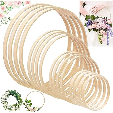 Lot De 3 Cerceaux En Bois De Bambou 40 Cm - Pour Attrape-rêves, Macramé, Décorations Murales, Couronnes