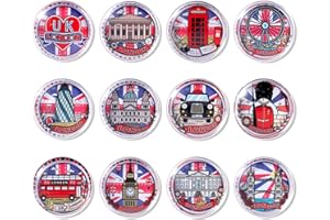 STARUBY 12Pcs Glass Fridge Magnets, Decorative Refrigerator Stickers, Cute Magnetic Fridge Decorations for Office Whiteboard, Kitchen, School Locker, London