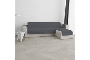 ITALIAN BED LINEN Copridivano in lino italiano TRENDY con penisola reversibile, colore: Grigio scuro, misura 190cm