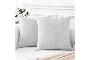 Artscope Cushion Covers Set of 2 Linen Decorative Square Pillowcases Pillow Covers 45x45cm for Home Decor Sofa Bedroom Car (Light Gray, 18x18)