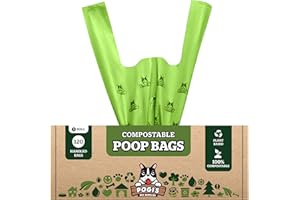 POGI'S PET SUPPLIES Sacchettini per Pupù Pogi - 120 sacchetti compostabili per cani con manici facili da annodare – a prova di perdite, a base vegetale, certificati ASTM D6400