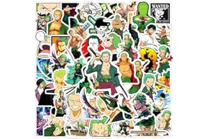 KOWASO Collezione di Roronoa Zoro Adesivi 50 pezzi per valigia Skateboard Laptop Computer Bottiglie d'acqua Auto Adolescenti Ragazzi Ragazze Decal Adesivo impermeabile
