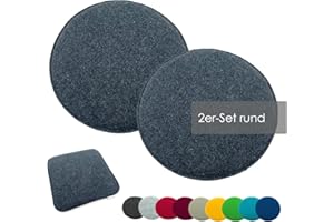 ‎HEIMTEXLAND heimtexland ® 2er Pack Sitzkissen Filz Stuhlkissen Bodenkissen Polster Stuhlauflage Indoor Outdoor Kissen rund Typ631 Filzkissen anthrazit meliert 35x35 cm 2 Stück