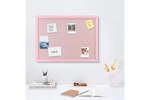 Navaris Tableau d'affichage en lin - Tableau mural en lin avec cadre 58 x 43 cm - Panneau mémo organisateur bureau avec support mural et 6x punaise