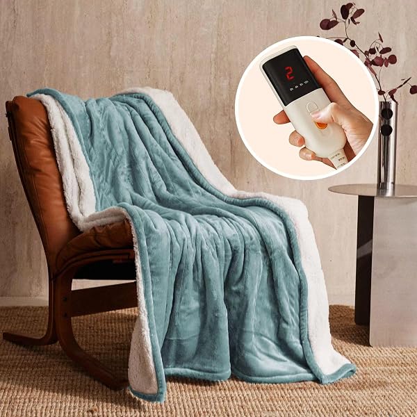 Couverture Chauffante ITSHINY 180x135 Cm - 6 Niveaux, Minuterie 10h, Lavable - Flanelle Douce - 3