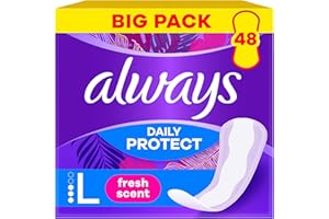 Always Daily Protect Protège-Slips Long 48 Unités, Avec un parfum frais, Confortable Avec Cœur Absorbant