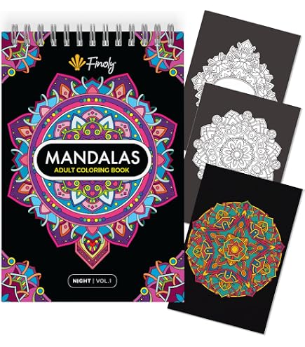 Finoly Libro Mandala da Colorare Adulti | Libri Mandala da Colorare per Adulti A4 Antistress | Album mandala da colorare Carta Premium per adulti e Bambini | Rilegatura a Spirale VOL I