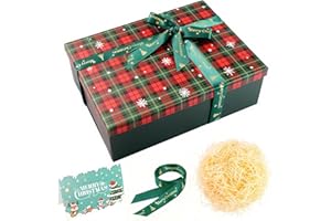 MOROCKET Christmas Boxes with Lids, 29x21x10.5 cm, Christmas Eve Boxes Empty, Large Empty Gift Boxes for Presents, Luxury Sturdy Foldable Cardboard Box for Gifts