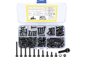 YOUYIDUN M4 Vis et écrous, 186 Pcs Vis Boulon et écrous et Rondelles, Vis à Tête Hexagonale, Vis à Tête Cylindrique à Six Pans Creux, Vis avec écrous et Rondelles Assortiment Kit our Moto Auto Mécaniques