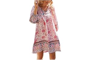 NNGOTD Robe D'été Femme Robe Femme Tencel Bambou Chic Sexy Bohème Pas Cher Robe de Décontractée Robe Ete Femme Robe de Cocktail Vintage Robe Mini Robe Les Casual Robe de Plage Robe Femme Chic et élégant