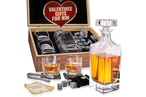 ROYAL RESERVE Zestaw upominkowy do whisky – szklanki do whisky, karafka, kamienie, szczypce do lodu, podstawka, drewniane pudełko, aksamitny woreczek, karty z historiami i przepisami – zestaw akcesoriów, prezent