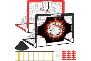 BASEGOAL Portería de Fútbol - 3 en 1 Red de Pop Up Porterías de Fútbol con Tela para Diana y Diana Colgante, Disco Marcador, Escalera, Ideal para Juegos Interiores o Exteriores