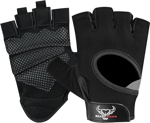 Beast Rage Guantes de Fitness parlevantamiento de Pesas para Hombres y Mujeres, Transpirables,Antideslizantes,Acolchados de S