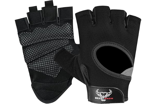 Beast Rage Guantes de Fitness parlevantamiento de Pesas para Hombres y Mujeres, Transpirables,Antideslizantes,Acolchados de Silicona,Guantes de Gimnasio Entrenamiento Ciclismo