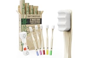 LUADREAMS Cepillo Dientes Infantil Bambu, Cepillos Dientes Infantil Ecológicos, Cepillo de Dientes Infantil Bambu BPA Free, Cepillo de Dientes Suave, Cepillo de Dientes para Niños, Cepillos Dientes Bambu