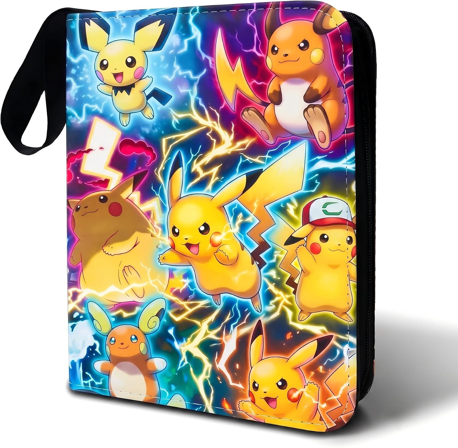 Classeur pour Cartes Pokémon (400 Poches, 50 Pages) - Album de Cartes à Collectionner en Cuir PU Imperméable, avec Fermeture Éclair et Poignée - Cadeau pour Enfants