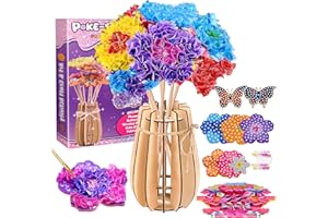 Acsatont Bastelset Kinder ab 6 4 5 Jahre, Basteln Mädchen, Geschenke für Mädchen Spielzeug 5-12 Jahre Kindergeburtstag Blumen Bastelkoffer Blumenstrauß mit Pailletten Kreativ Set für Kinder