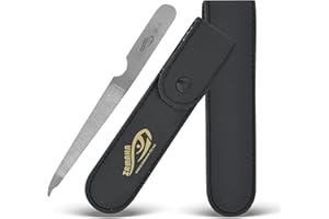 ZAMAHA UK® Single Piece Stainless Steel Premium Metal Nail File Packed in PU Leather - Durable Reusable Dual Sided Nail Care Accessories - Ergonomic Handle (Black Pouch)
