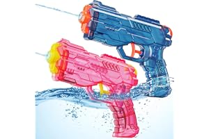 Cafiuio Water Gun for Kids - Squirt Gun Adults Summer Super Water Blaster Soaker Water Guns Toys for Boys Girls Toddler, 2 Pack Small Watergun for Swimming Pool Beach Blue+Pink