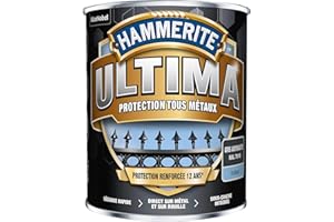 Hammerite Ultima - Peinture Acrylique Tous Métaux - 3 en 1 : Antirouille, Direct sur Rouille et Sans Sous-couche - Brillant Gris Anthracite 0,75 L