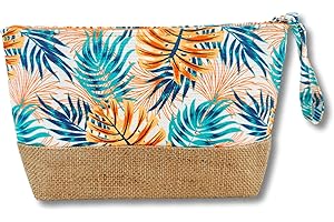 Vico Casa® Pochette mare donna, Borsetta spiaggia con base in iuta e cerniera/Pochette a mano19x15x7cm (ZX-15649S)