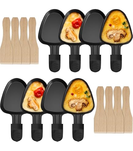Lot De 6 Coupelles + 6 Pelles En Bois Pour Raclette - Accessoire Compatibles Tefal, Seb | Idéal Poêlon, Grill, Wok - 4