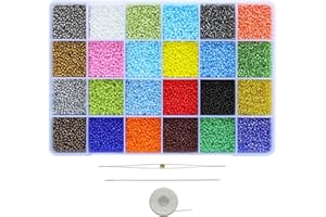 Bala&Fillic perles de rocaille en verre 11/0 perles de rocaille 24 couleurs environ 15600 pièces dans une boîte pour la fabrication de bijoux