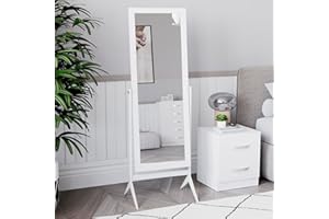 Vida Designs Floor Mirror, Engineered Wood, White, H 151 x W 53 x D 46 cm Approx.