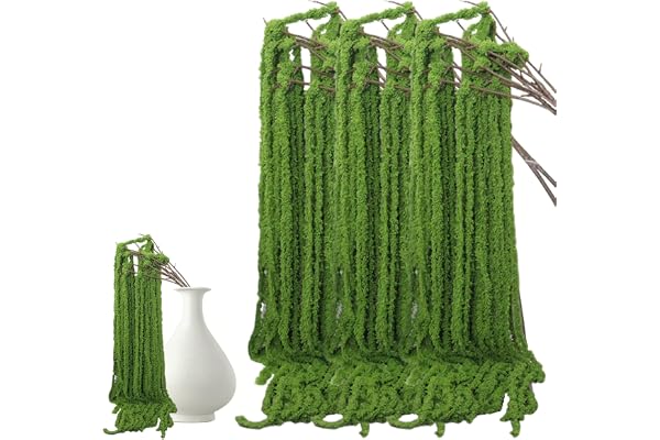 CNAFGBGG 5 st Amaranthus konstgjord blomma verklighetstrogna hängande torkade blommor 130 cm falska gröna torkade Amaranthus med gren hängande blommor för dekoration bröllopsbukett hem