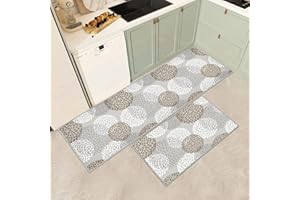 JEFFEL Set di 2 tappetini da cucina antiscivolo, lavabili, anti-affaticamento, per cucina, decorazione per la casa, ufficio, scrivania in piedi (K, 43x75+43x150cm)