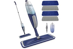 Spray Mops for Cleaning Floors - BPAWA Microfibre Floor Mop with Sprayer Flat Wet Dry Dust Mop with 4 Washable Pads Reusable 550ML Bottle for Hard Wood Laminate Wooden Tile Vinyl Kitchen Bathroom