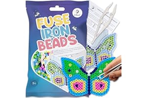 La Manuli Plaques de perles à repasser avec modèles assortis – Papillon + perles gratuites | Plaques transparentes Midi | Accessoires | Un bon cadeau pour les enfants à partir de 5 ans (papillon)