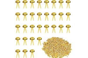 YUE QIN 500 Stück Musterbeutelklammern Mini Rundkopfklammern Metall Brads Papierverschlüsse Briefklammern für Kartenherstellung Scrapbooking Kunst Basteln DIY (0.3 x 0.47 Zoll)
