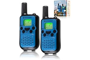 Bresser Junior Walkie-Talkies für Kinder, 2er-Set, Funkgeräte mit sehr hoher Reichweite bis zu 6 km, Frei-Hand-Funktion und integrierter Taschenlampe, Blau