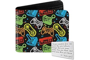 Qoibraze Kids Wallet for Boys Teen, Cool Boy Wallet for Kids Age 6-8 9-12 12-14, Funny Bifold Leather Purse, Small Wallets with Coin Pocket for Childrens Birthday Christmas Gifts (Gamepad-Colorful)
