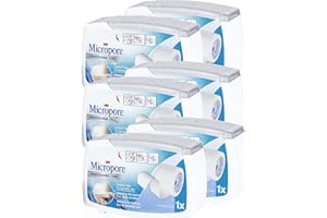 GRAEFSTY Sparadrap Micropore Devidoir Ferme 2,50cmx 9,14 m BLANC - Lot de 6 Boites