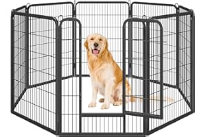 Yaheetech Dog Playpen, 8 Panel Puppy Play Pen Heavy Duty Pet Exercise Fence for Garden/Yard 100cm Height