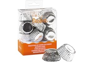 DECORA, 0339794 Pirottini Bon Bon Argento, Comodissimi Pirottini in Carta da Forno, per Cuocere, Presentare e Regalare Bon Bon, Resistono fino a 180°, In comodo Blister, 180 pezzi.