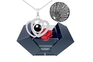 GUCHO Ewige Rose Rosenbox mit I Love You-Halskette in 100 Sprachen,Geschenke, Frauen,Freundin,Muttertag